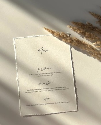 Menu weselne rustykalne Meadow – elegancka karta dań w stylu boho i vintage